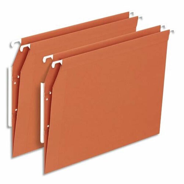 Boîte de 25 dossiers suspendus ARMOIRE en kraft 210g. Fond V, volet agrafage. Orange. ESSELTE