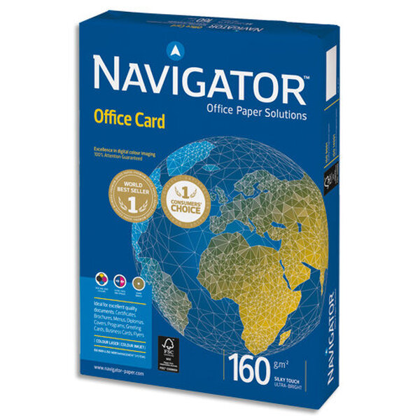 Ramette 250 feuilles papier extra Blanc Navigator Office Card A4 160G CIE 169 NAVIGATOR