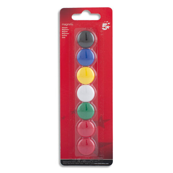 Boîte de 7 aimants 20 mm ronds assortis SANS MARQUE